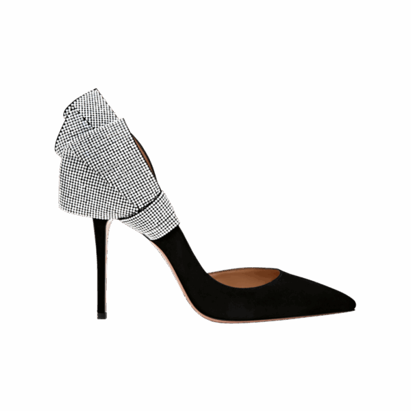 Silver Strived Black Ladies Shoe